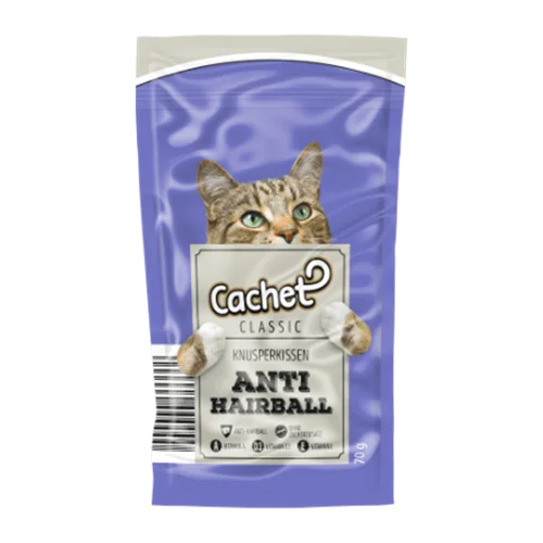 تشویقی گربه کرانچی کچت آنتی هیربال ۷۰ گرم (Cachet Anti hairball)