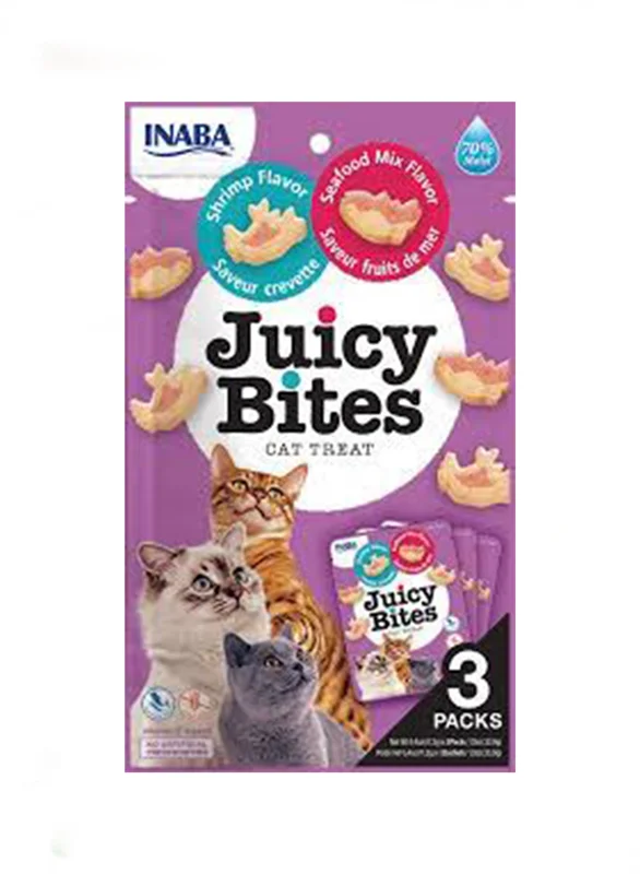 تشویقی تر گربه اینابا جوسی بایتس طعم میگو و دریایی (Inaba juicy bites shrimp and seafood)