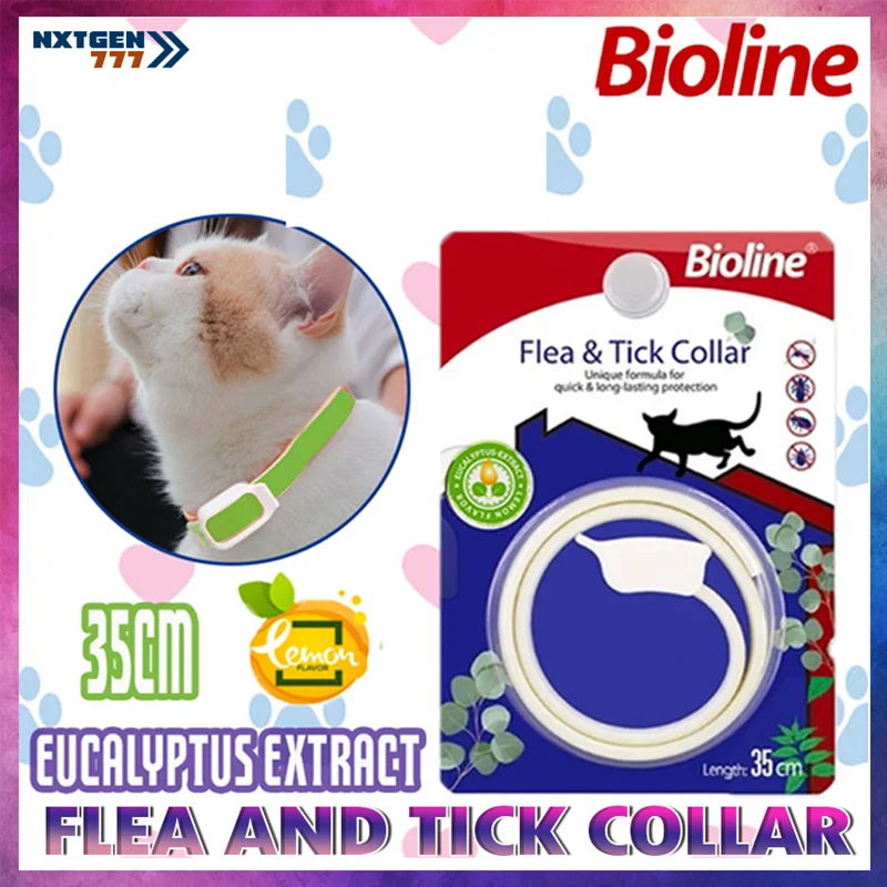 قلاده ضد کک و کنه گربه با عصاره اکالیپتوس و لیمو بایولاین Bioline flea and tick collar for cats
