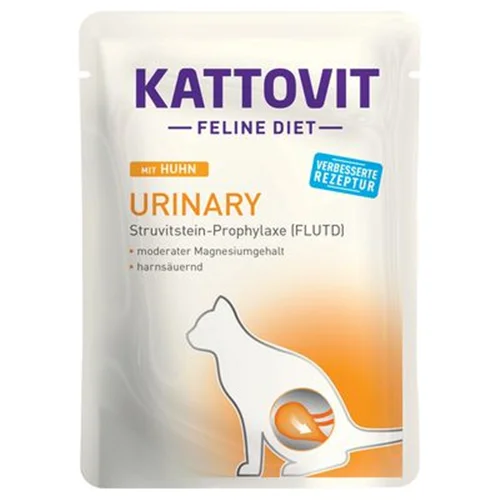 پوچ و غذای تر درمانی گربه یورینری کتوویت طعم مرغ KATTOVIT Urinary mit huhn
