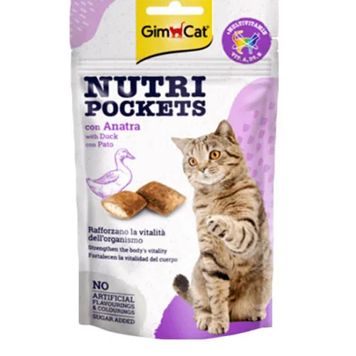 تشویقی مغزدار نوتری گربه جیم کت با طعم گوشت اردک (Gimcat Nutri Pockets)