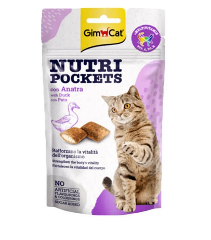 تشویقی مغزدار نوتری گربه جیم کت با طعم گوشت اردک (Gimcat Nutri Pockets)