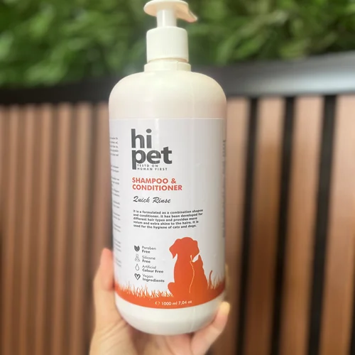 شامپو و نرم کننده مو گربه و سگ های پت ۱ لیتری Hipet shampoo and conditioner