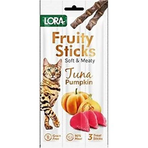 تشویقی مدادی گربه طعم ماهی تن و کدوحلوایی لورا LORA Fruity sticks