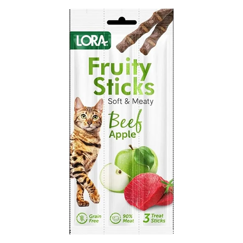 تشویقی مدادی گربه طعم بیف و سیب لورا LORA Fruity sticks