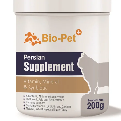 مکمل گربه پرشین ویتامینه و مواد معدنی بایوپت ۲۰۰ گرمی (Bio-Pet persian supplement)