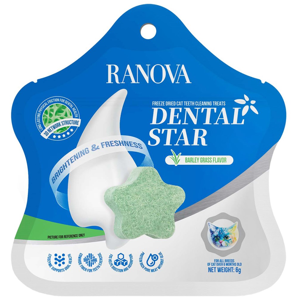 تشویقی دنتال گربه فریزدراید طعم مرغ و علف رانوا Ranova Freeze dried teeth cleaning treats
