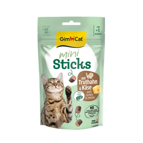 تشویقی گربه مینی استیک جیم کت طعم بوقلمون و پنیر ۵۰ گرم Gimcat Mini sticks mit truthahn & käse