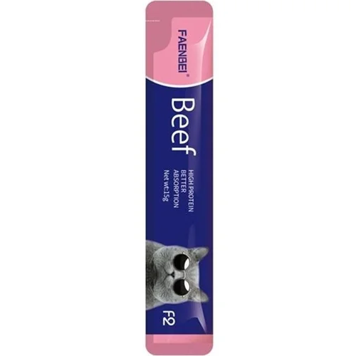 بستنی گربه فنبی پروتئین بالا و قابلیت هضم بالا طعم بیف ۱۵ گرم Faenbei