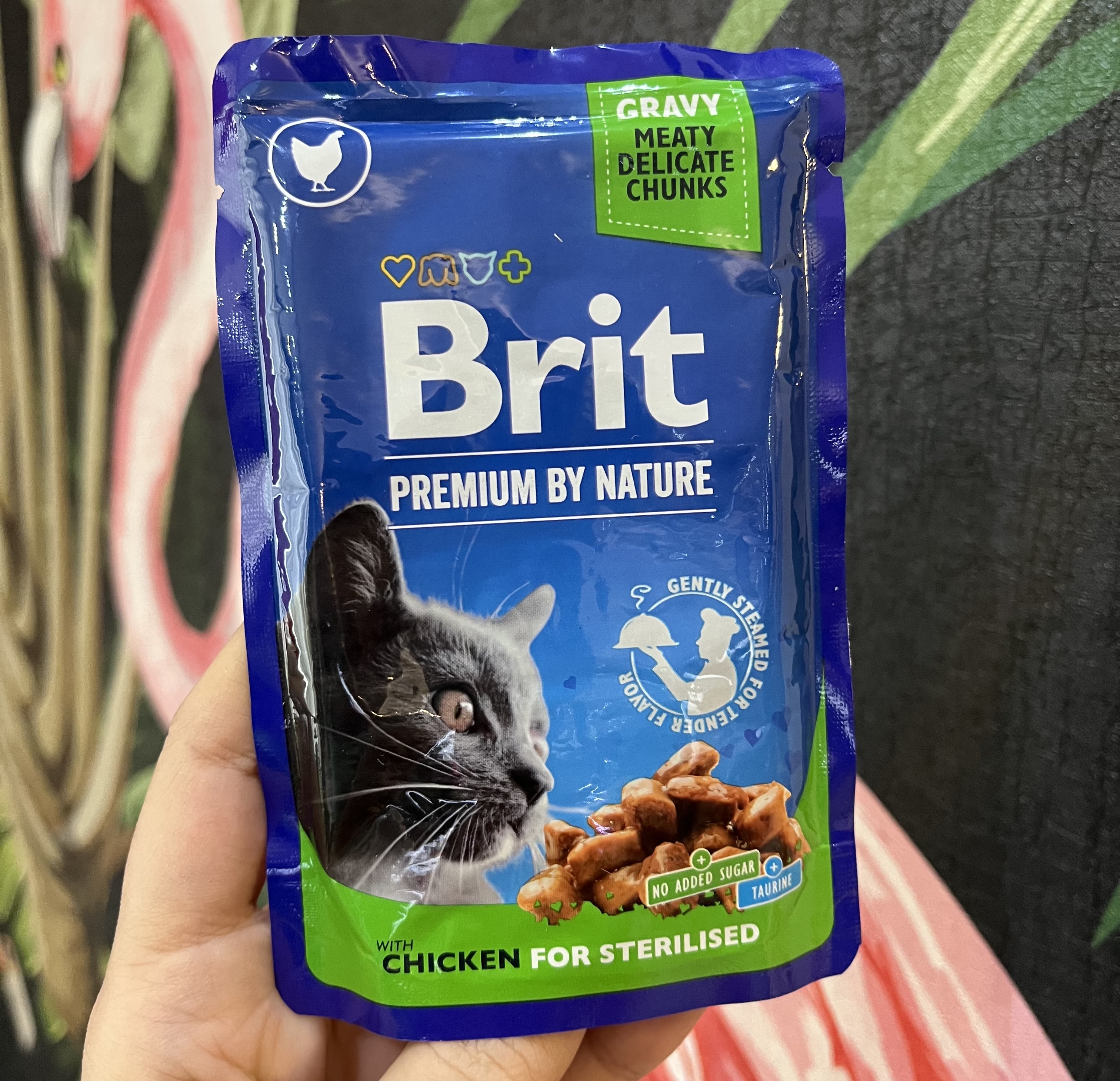 پوچ گربه عقیم شده با مرغ بریت کر ۱۰۰ گرم Brit Care premium by nature