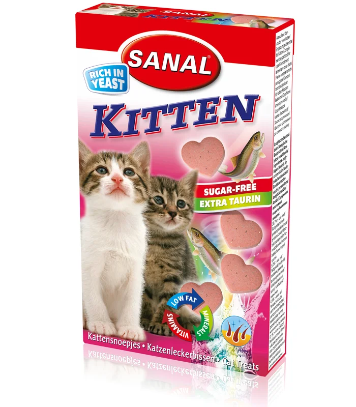 قرص مخمر بچه گربه سانال با طعم ماهی سالمون ۳۰ گرم (sanal kitten)