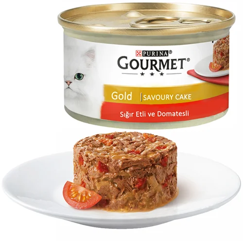 کنسرو گورمت گلد مدل کیک طعم گوشت گاو و گوجه فرنگی ۸۵ گرم (Gourmet Gold Savoury Cake sigir etli ve domates)