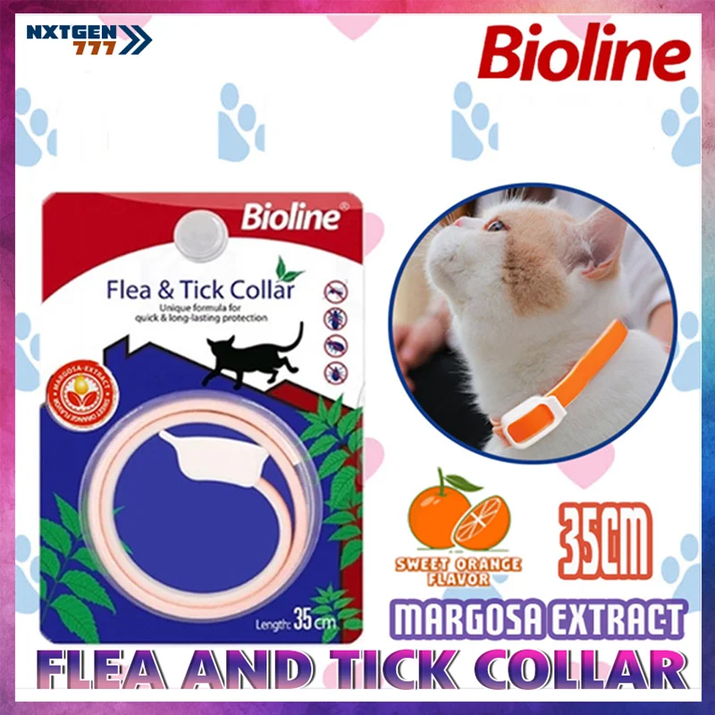 قلاده ضد کک و کنه گربه با عصاره مارگوسا و پرتقال شیرین بایولاین Bioline flea and tick collar for cats