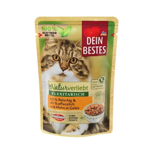 پوچ گربه گیاهی طعم مرغ دین بستس ۱۰۰ گرم Dein Bestes Naturverliebt