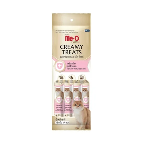 بستنی گربه ماهی تن با کرنبری تقویت سیستم ایمنی عددی ۱۵ گرم me-o cream treats