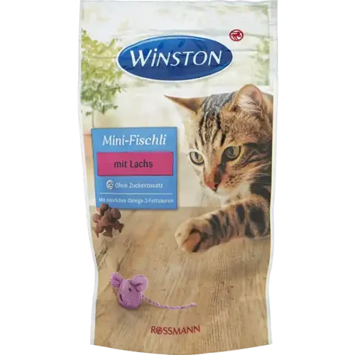 تشویقی کرانچی گربه وینستون گربه با طعم ماهی سالمون  (Winston Mini-fischli mit lachs)
