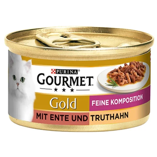 کنسرو گورمت گلد مدل خورشتی بوقلمون و اردک آلمانی ۸۵ گرم (Gourmet Gold komposition mit ente und truthan)
