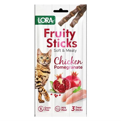 تشویقی مدادی گربه طعم مرغ و انار لورا LORA Fruity sticks
