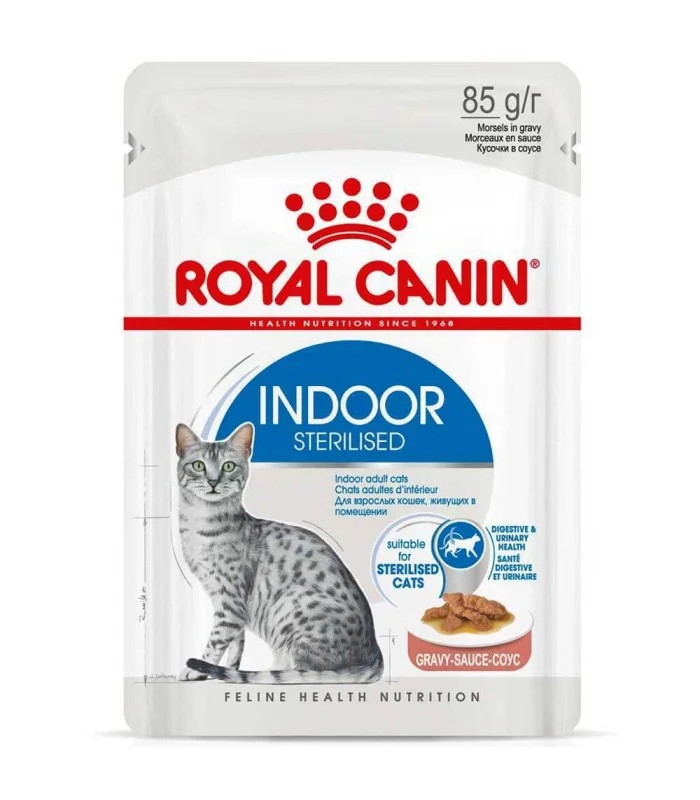 پوچ گربه ایندور عقیم شده در سس رویال کنین 85 گرمی (Royal canin sterilised indoor cat pouch)
