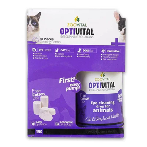 محلول تمیز کننده چشم گربه و سگ زووایتال Zoovital optivital eye cleaning solution