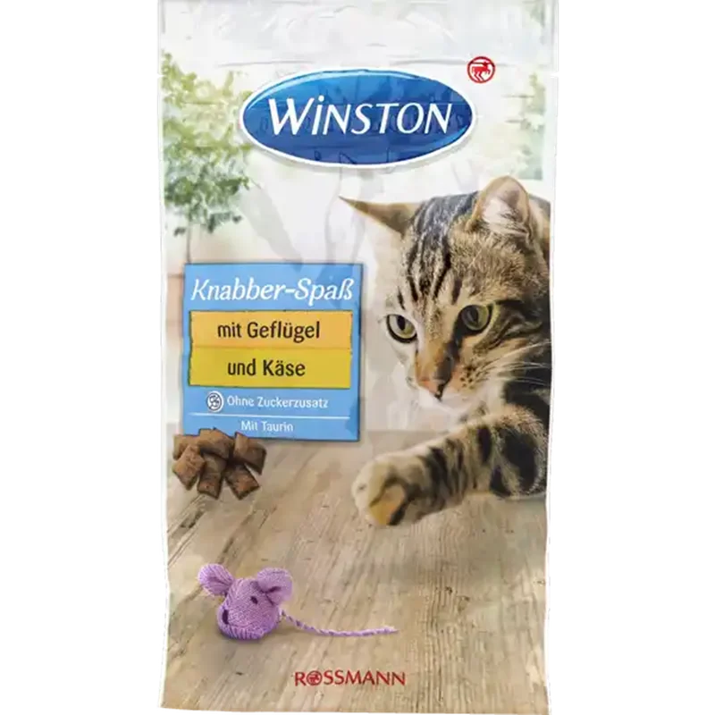 تشویقی کرانچی گربه وینستون گربه با طعم مرغ و پنیر (Winston Knabber-Spaß mit Käse & Geflügel )