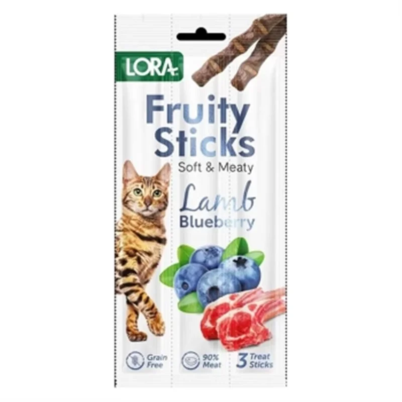 تشویقی مدادی گربه طعم بره و بلوبری لورا LORA Fruity sticks