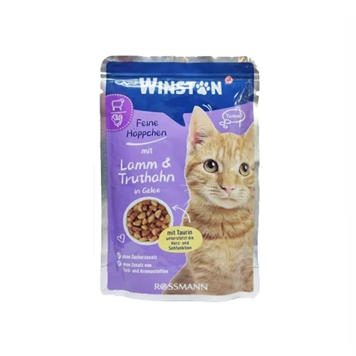پوچ گربه وینستون بره و بوقلمون در ژله ۱۰۰ گرم Winston Feine Happchen mit lamm & truthahn in gelee