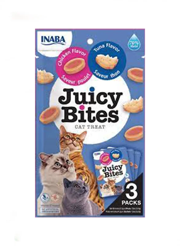 تشویقی تر گربه اینابا جوسی بایتس طعم مرغ و ماهی تن (Inaba juicy bites chicken and tuna)