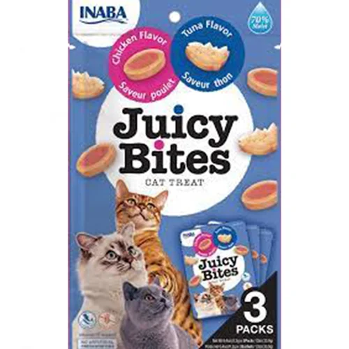 تشویقی تر گربه اینابا جوسی بایتس طعم مرغ و ماهی تن (Inaba juicy bites chicken and tuna)