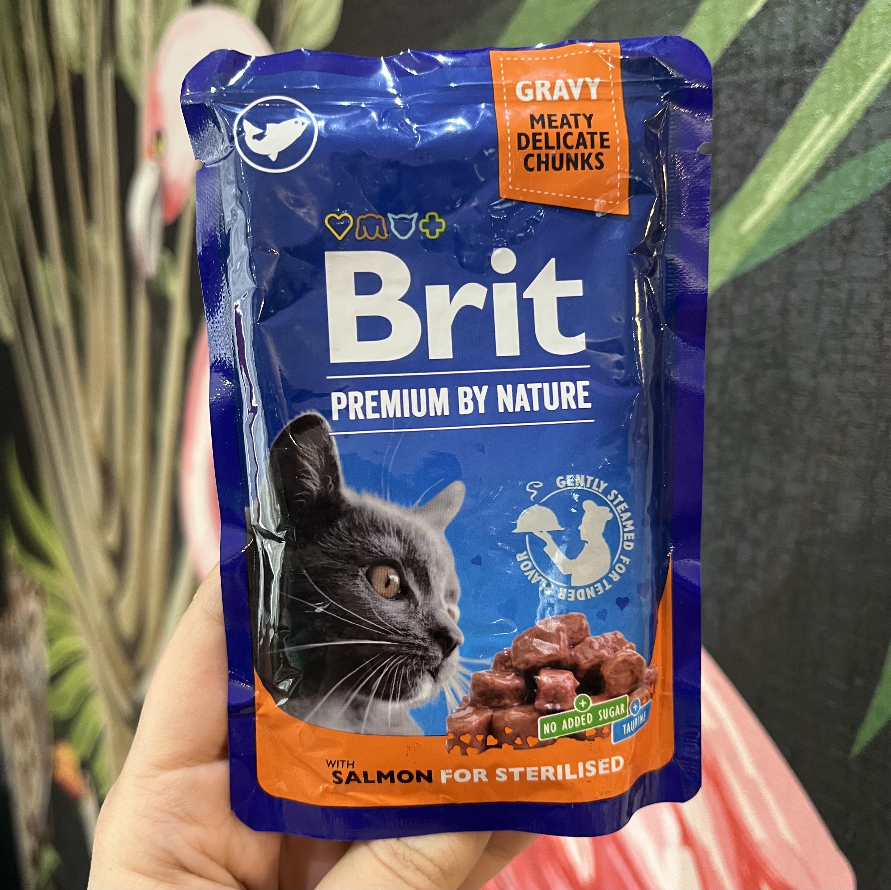 پوچ گربه عقیم شده با سالمون بریت کر ۱۰۰ گرم Brit Care premium by nature