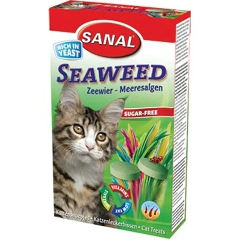 قرص مخمر گربه سانال با سیوید ۳۰ گرم (sanal seaweed)