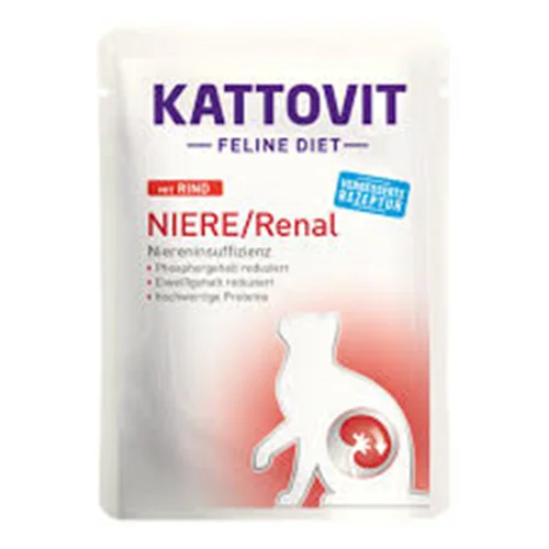 پوچ و غذای تر درمانی گربه رنال کتوویت طعم بیف KATTOVIT Renal mit Rind